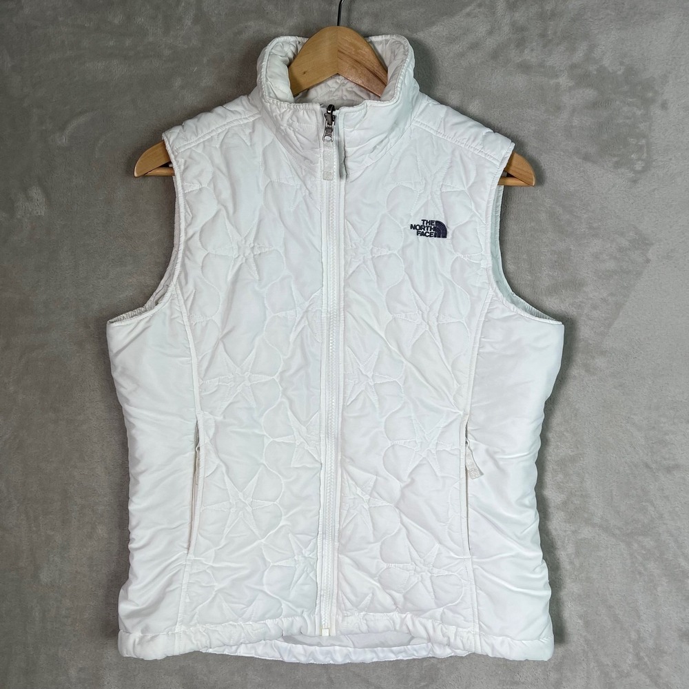 The North Face Womens White Vest Size M Quilted Star Snowflake